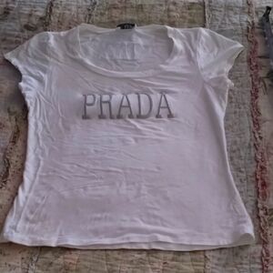 Prada Classic White Tee with Logo